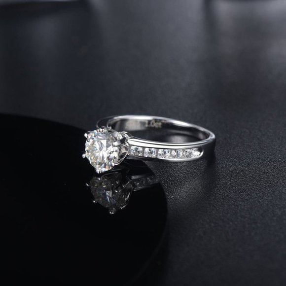 1 Carat Moissanite Solitaire Ring with 925 Sterling Silver Band - Picture 7 of 11